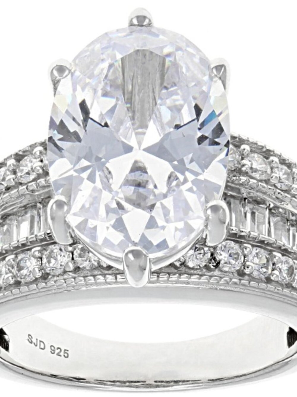 Bella Luce Rhodium Plated Center Design Statement Ring 11.24ctw. Size 10